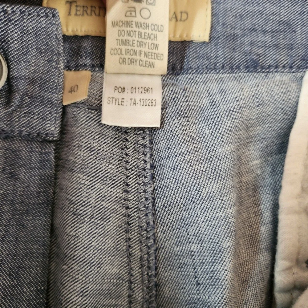 Territory Ahead Men's Sz 40x33 Blue Chambray Linen‎ Spandex Flat Front Chinos
